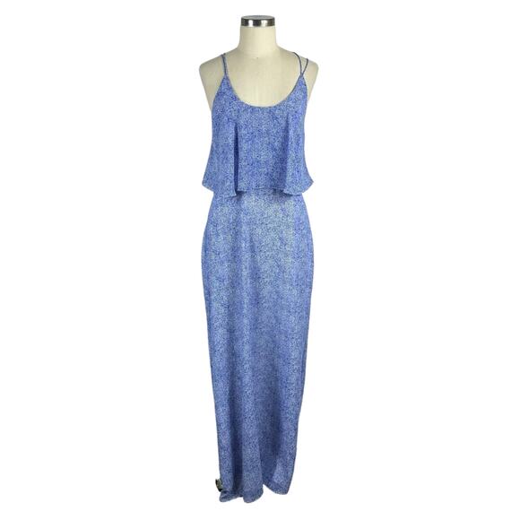 DARLING Dress Blue White Pattern Ruffle Maxi Dress Women's Size Small NWT - Picture 1 of 10